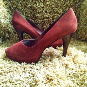 Suede Peek A Boo Pump